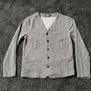 Ralph Lauren Double RL Gray Blue French Terry Cardigan